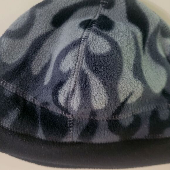 Youth Black Gray Fleece Flame Beanie Cap - Picture 2 of 6